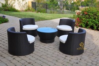 Bộ bàn ghế giả mây ngoài trời thiết kế hiện đại, độ bền cao, sử dụng lâu dài