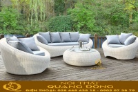 Xưởng sản xuất sofa mây nhựa theo yêu cầu thiết kế riêng, bền đẹp, phù hợp sân vườn và quán cafe ngoài trời