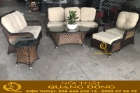 Sofa mây nhựa ngoài trời thiết kế sang trọng, chống nắng mưa hiệu quả cho không gian thư giãn