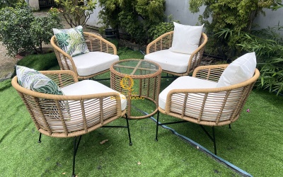 Ghế giả mây QD-2116 có độ bền cao dùng cho không gian ban công, sân vườn, Resort