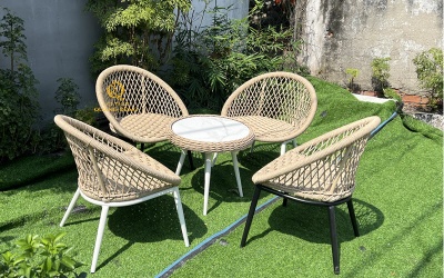 Bộ bàn ghế mây nhựa sân vườn QD-2109 cao cấp