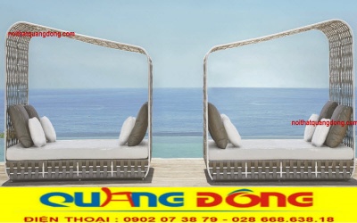 Giường nằm bể bơi, bãi biển khu resort khách sạn bằng nhựa giả mây, nơi sản xuất cung cấp bàn ghế ngoài trời chất lượng giá tốt