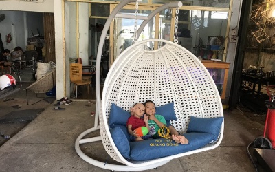 Mẫu xích đu mây nhựa - Xích đu giả mây QD-422