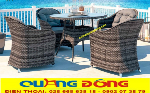 Bàn ghế ngoài trời giả mây QD-2032 cao cấp 