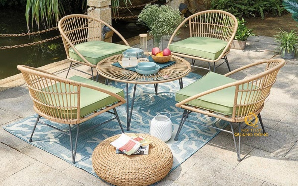 Bàn ghế cafe sân vườn bằng nhựa giả mây đan thủ công tuyệt đẹp