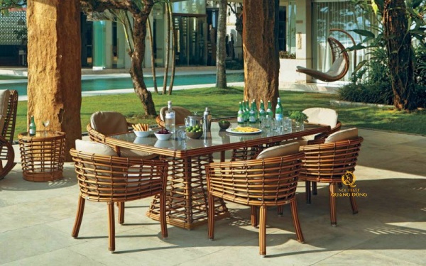 Sofa mây nhựa ngoài trời