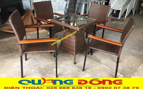 Mẫu ghế cho quán cafe sân vườn bằng nhựa giả mây cao cấp