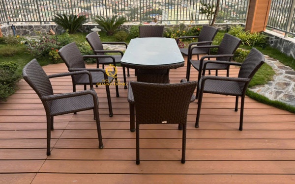 bàn ghế mây nhựa sân vườn QD-2100 cao cấp