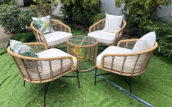 Ghế giả mây QD-2116 có độ bền cao dùng cho không gian ban công, sân vườn, Resort