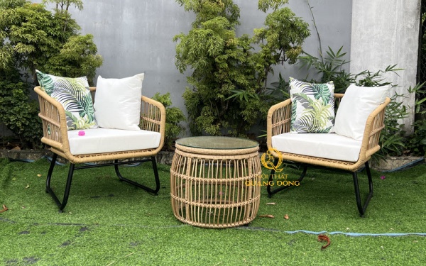 Bàn ghế giả mây QD-2119 bền bỉ, hiện đại cho không gian ngoài trời