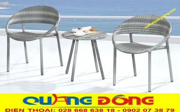 Mẫu bàn ghế giả mây thiết kế trên chát liệu mây nhựa cao cấp ngoài trời đẹp sang trọng, đẳng cấp