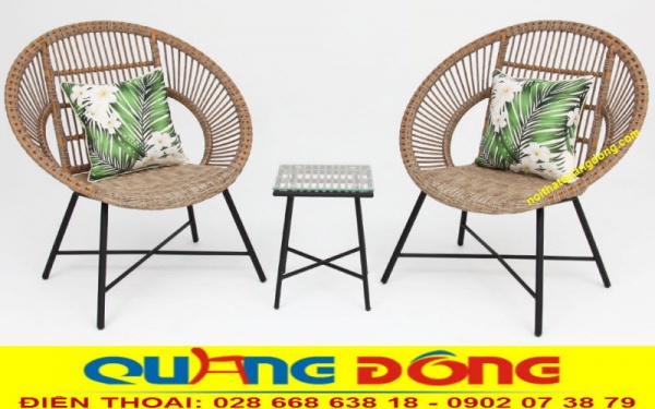 Bàn ghế nghệ thuật bằng mây nhựa đan thủ công cao cấp