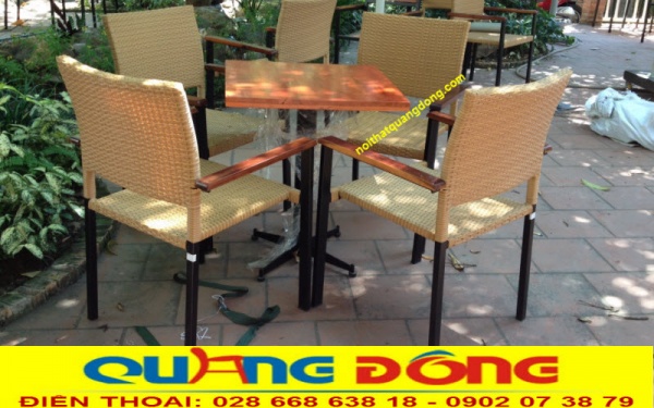 Bàn ghế chuyên dùng cho sân vườn quán cafe khu resort, mẫu ghế giả mây cao cấp chịu mưa nắng, công ty sản xuất bàn ghế tại hcm