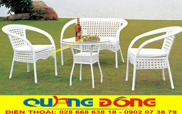 Mẫu ghế giả mây ngoài trời màu trắng tinh khiết 