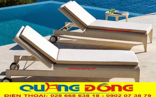 Mẫu ghế nằm hồ bơi giả mây cho bể bơi sản phẩm thư giãn tắm nắng êm ái sang trọng