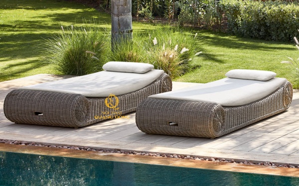 Mẫu ghế nằm thư giãn tắm nắng đan sợi nhựa tròn siêu bền đẹp, nơi cung cấp ghế nằm hồ bơi uy tín