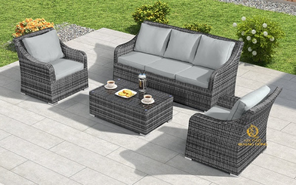 Bộ sofa tinh tế dáng sofa đơn giản phong cách theo kiểu sofa tiện nghi đan khối nghệ thuật thủ công sân vườn ngoài trời màu sắc cá tính xám mốc tự nhiên
