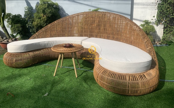 Sofa sân vườn đan thủ công mây nhựa hiện đại, thiết kế sofa khối tiện nghi, kiểu dáng mới lạ dễ dàng phù hợp cho nhiều không gian