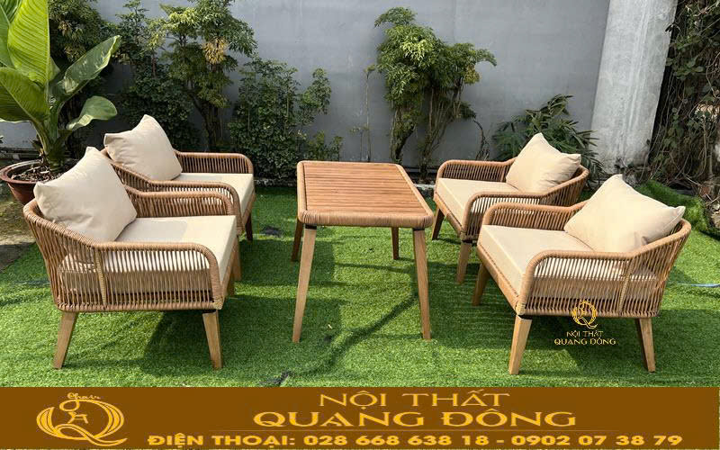 Bàn ghế mây nhựa QD-2102 phù hợp cho mọi không gian