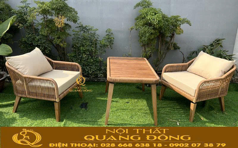 Bàn ghế mây nhựa QD-2102 nổi bật cho mọi không gian Ghế QD-2102 Thiết kế tay vịn thư giãn thoải mái