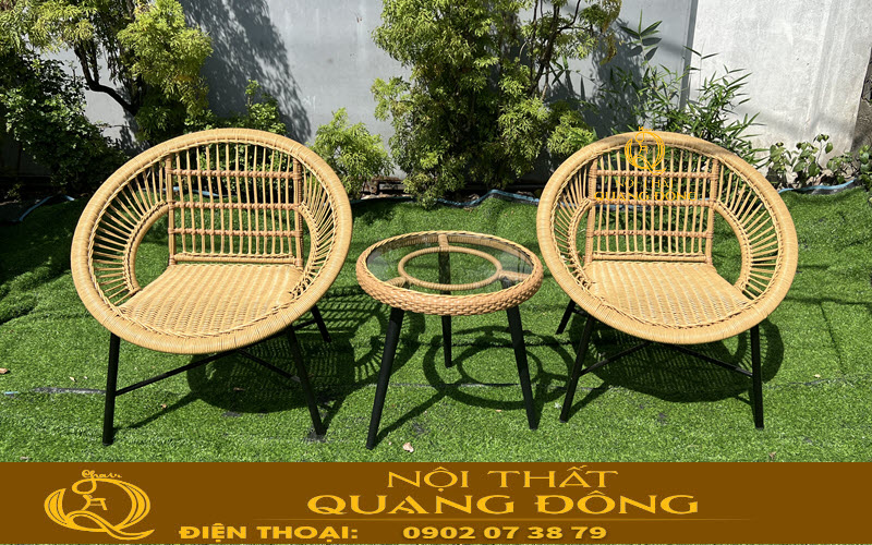 Mẫu bàn ghế mây nhựa có độ bền cao ở không gian ngoài trời