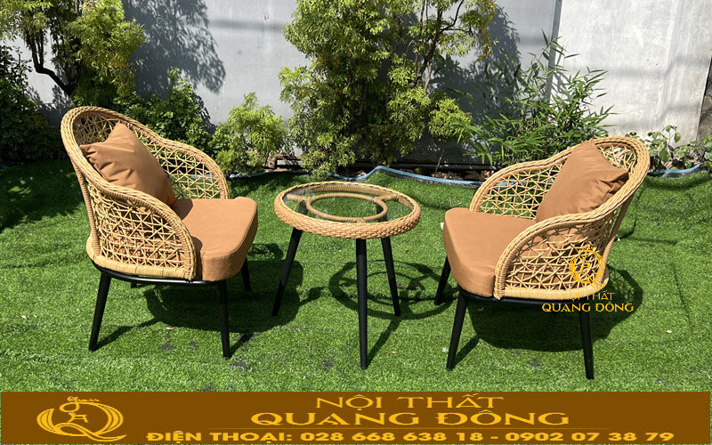 Lựa chọn QD-309 cho không giạn ban công có diện tích hạn chế Mẫu bàn ghế mây nhựa phù hợp mọi không gian sử dụng