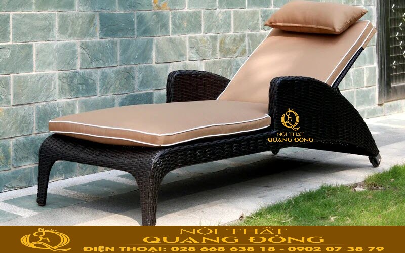 Ghế hồ bơi bằng mây nhựa cao cấp kháng tia UV Ghế tắm nắng - ghế nằm hồ bơi giả mây QD-1243 thiết kế mới lạ