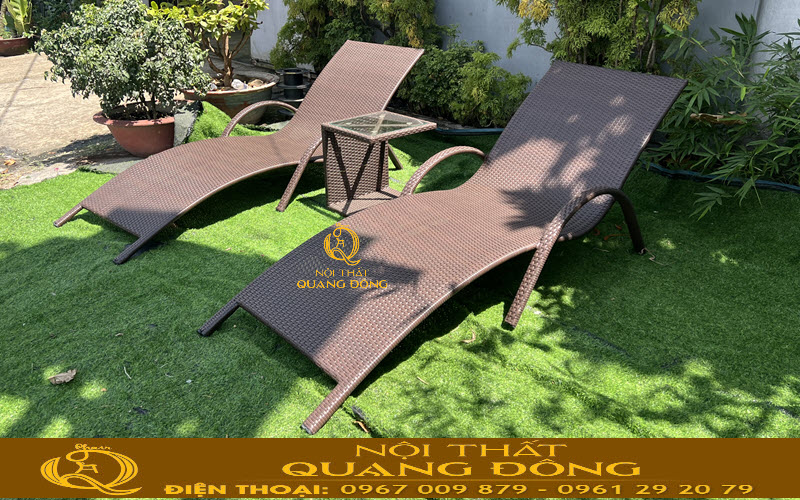 Ghế hồ bơi mây nhựa sử dụng chất liệu cao cấp, bền bỉ