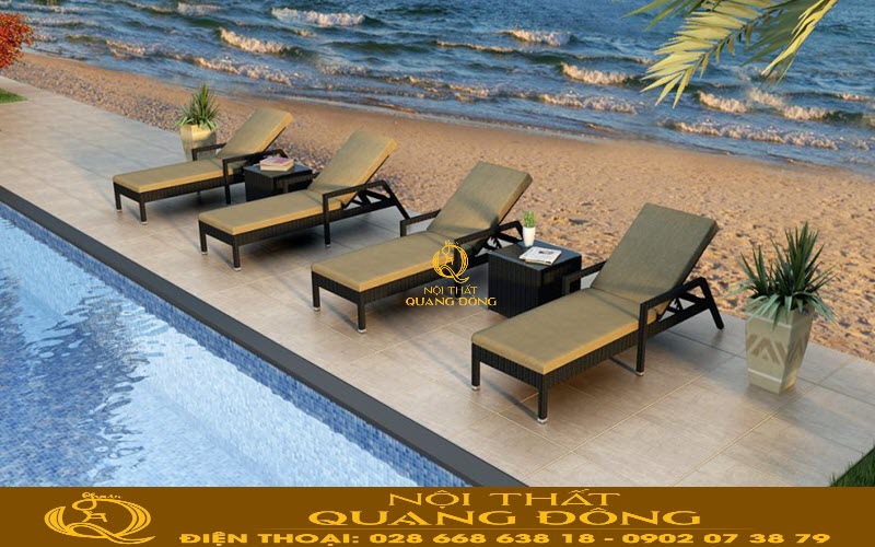 Ghế nằm hồ bơi QD -568 kiểu dáng thon gọn dễ dàng di chuyển