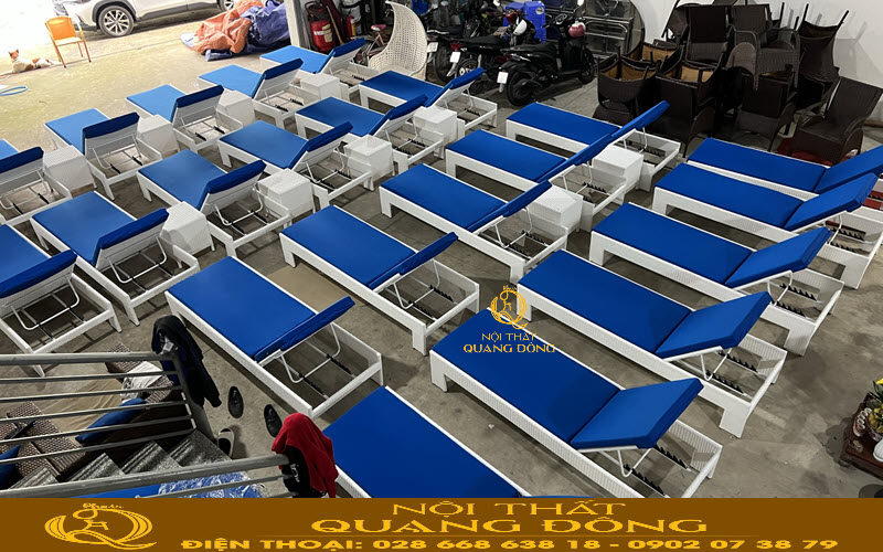 Ghế hồ bơi sử dụng sợi mây nhựa kháng tia UV