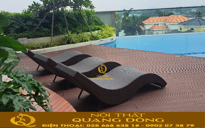 Ghế hồ bơi mây nhựa thiết kế công thái học