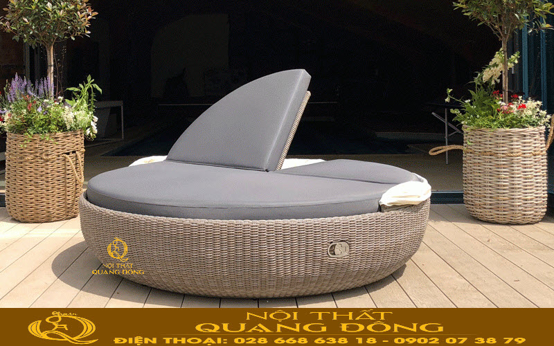 Giường tắm nắng QD - 547 tạo điểm nhấn khuôn viên hồ bơi Giường tắm nắng QD - 547 kiểu dáng bo tròn