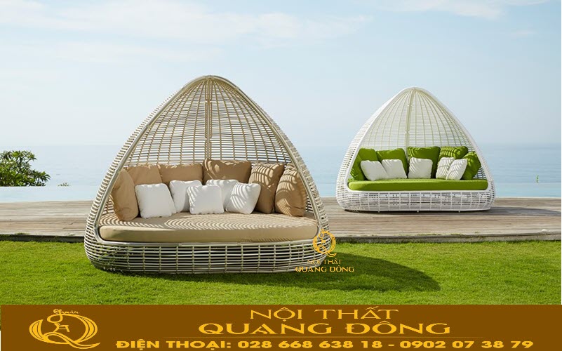 Kiểu mái vòm độc đáo, thiết kế sang trọng nâng tầm không gian Giường tắm nắng QD-533 bền bỉ khi đặt ở không gian ngoài trời
