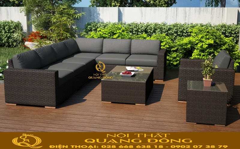 Sofa mây nhựa mang vẻ đẹp mộc mạc, gần gũi, hiện đại