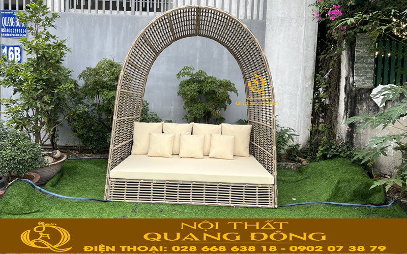 Sofa giả mây QD-708 thiết kế kiểu mới cho sân vườn hiện đại