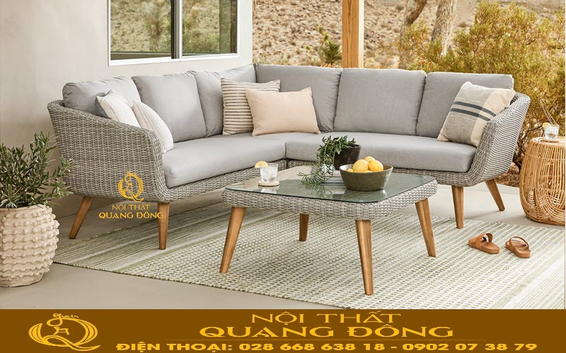 Sofa mây nhựa QD-619 kiểu dáng đẹp, chất liệu bền bỉ Sofa mây nhựa QD-619|sofa giả mây cao cấp