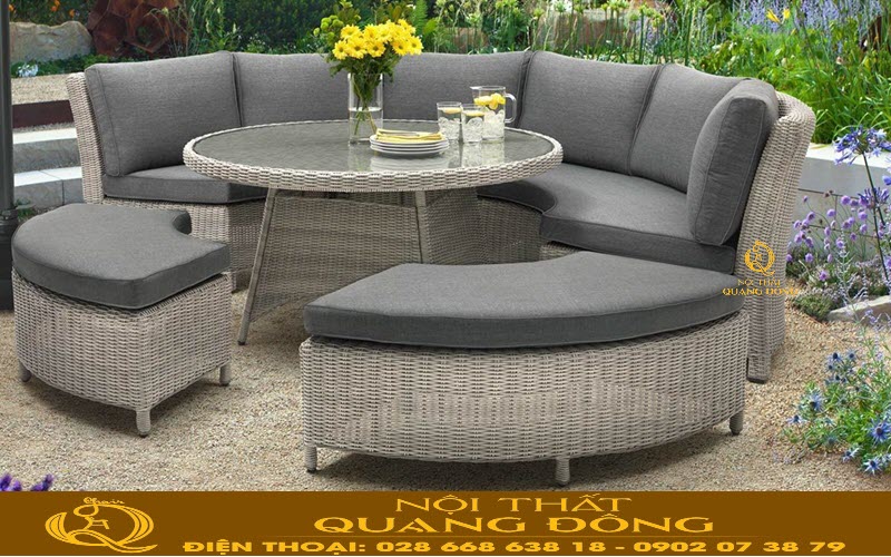 Sofa mây nhựa QD-627 kiểu dáng góc tròn Sofa mây nhựa QD-627| Sofa mây nhựa cao cấp