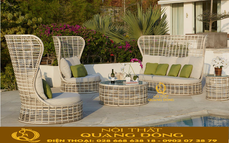 Sofa mây nhựa QD-654 kiểu dáng thời thượng Sofa mây nhựa QD-654| sofa giả mây cao cấp