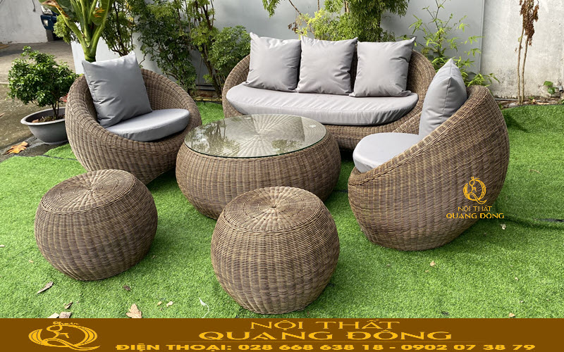 Sofa giả mây QD-746 mẫu sofa có thiết kế hình trứng đẹp