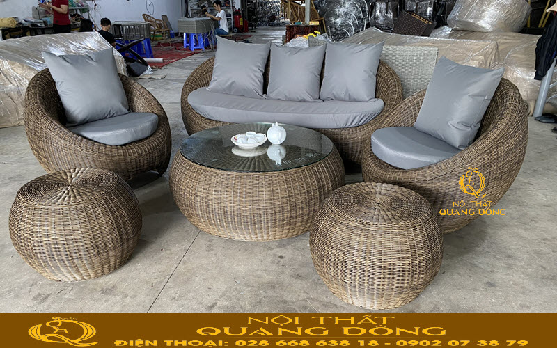 Sofa giả mây QD-746 mẫu sofa đẹp và chất lượng cho không gian ngoài trời