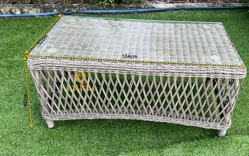 Kích thước chuẩn chiếc bàn sofa QD-747 Hình ảnh chiếc bàn sofa giả mây QD-747
