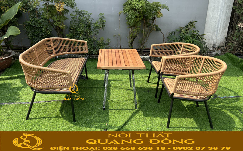 Bộ bàn ghế sofa giả mây QD-750 mang thiết kế đơn giản mà sang trọng