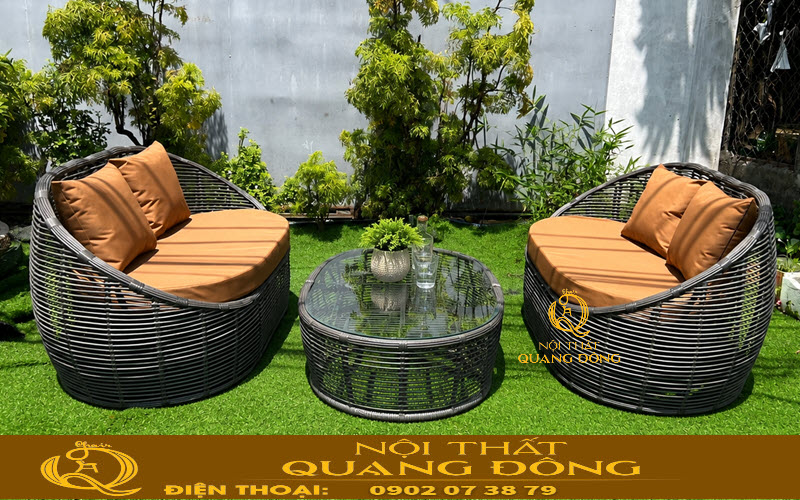 Sofa mây nhựa QD-757 thiết kế bo cong độc đáo