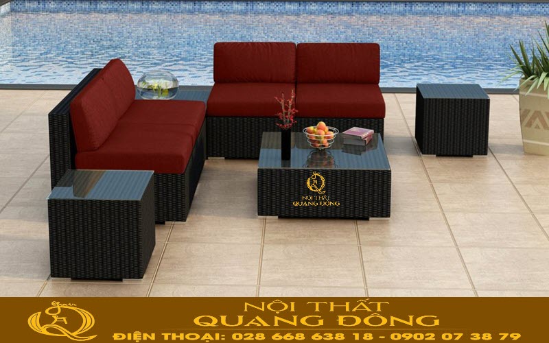 Sử dụng chất liệu ngoài trời là một trong những lý do giúp sofa giả mây bền bỉ Sofa nhựa mây QD-736 cho không gian ngoài trời sang trọng