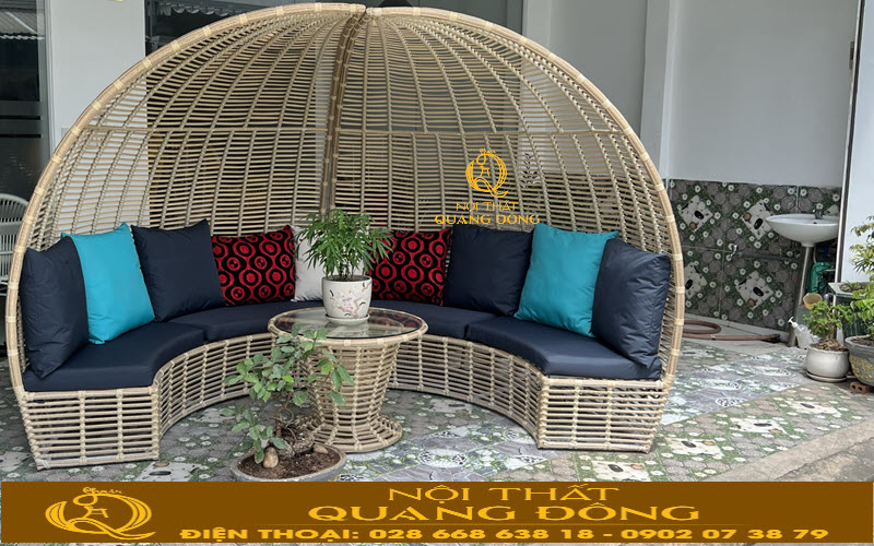 Sofa đan thủ công mỹ nghệ, sofa ngoài trời bể bơi QD-655