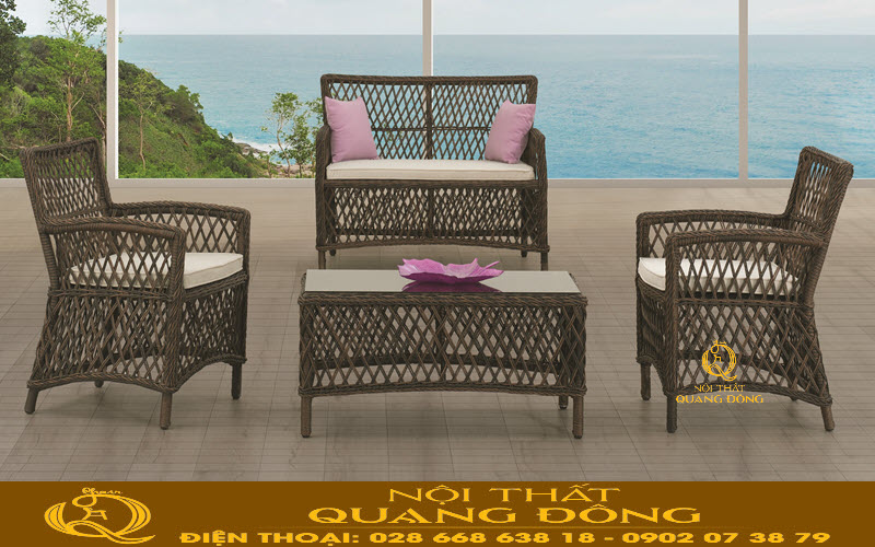Sofa mây nhựa QD-717| mẫu sofa tiện nghi dễ dàng di chuyển