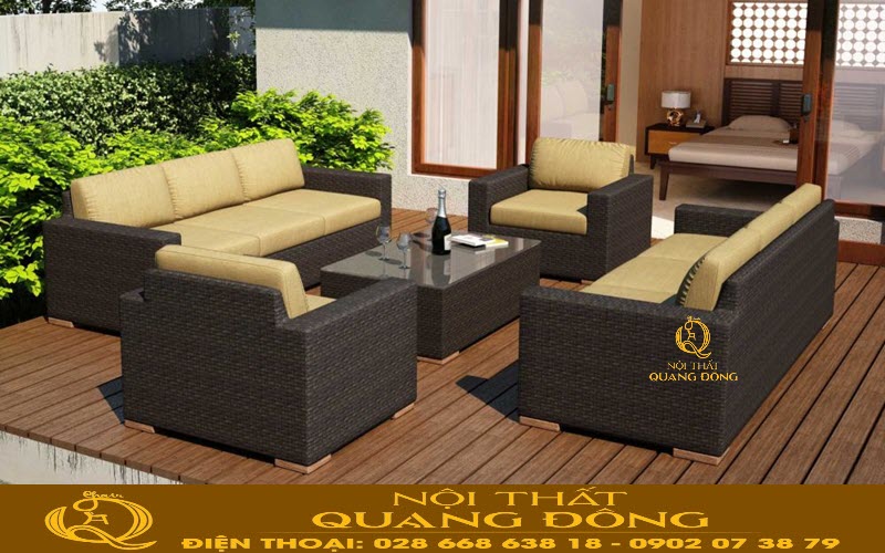 Sofa mây nhựa QD-724|mẫu sofa mây nhựa bền chắc