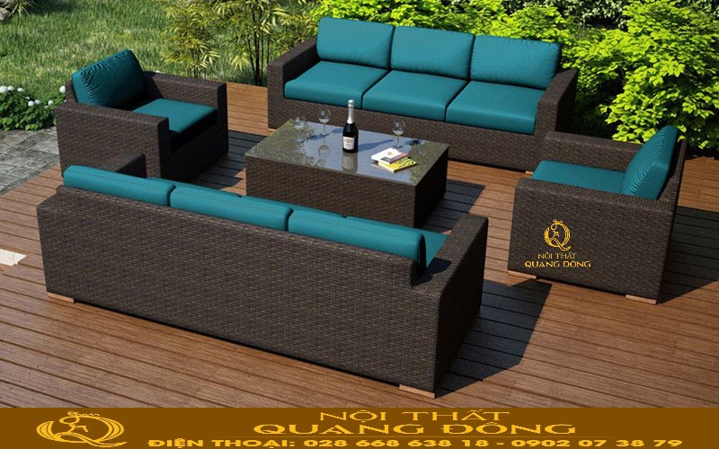 Sofa mây nhựa QD-724| mẫu sofa mây nhựa cao cấp