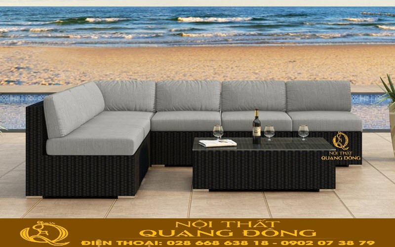 Sofa mây nhựa QD-727| mẫu sofa có thiết kế gọn, đơn giản
