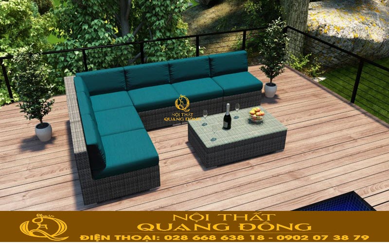 Sofa mây nhựa QD-728 sử dụng sợi mây nhựa có khả năng thích nghi mọi thời tiết Sofa mây nhựa QD-728| mẫu sofa chất lượng ngoài trời